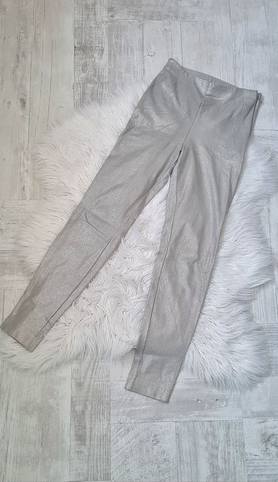Pantaloni colanți elastici argintii eleganti damă mărimea S-M