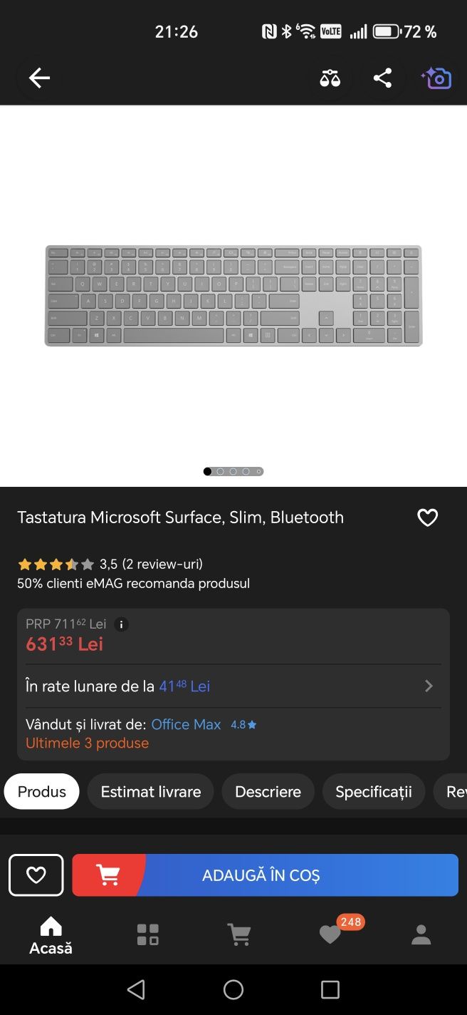 Tastatura Bluetooth Microsoft Surface
