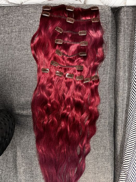Extensii par natural cu clip-on ROSU Burgund