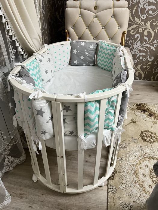 Трансформер манеж-кровать с бортиками и с матрасом