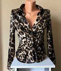 Новая блузка Зара Zara леопард р 42 с этикеткой сатиновая топ