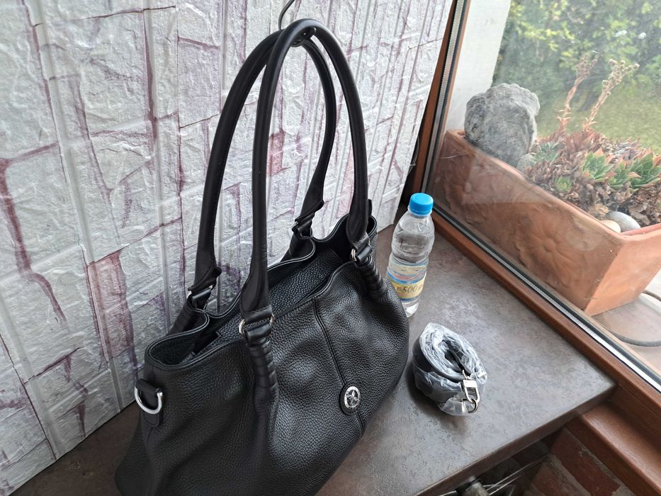 дамска чанта,Tergan,черна-естествена кожа