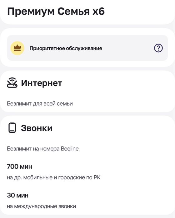 Beeline Премиум семья 6 тариф