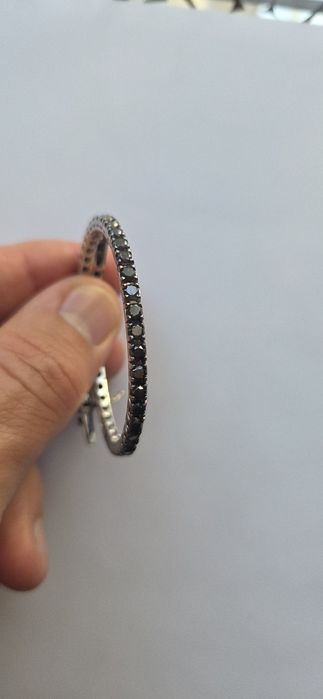 Bratara tennis aur alb cu diamante naturale negre