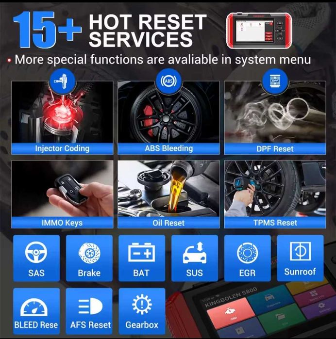 Tester auto Kingbolen S800,autovin,free update,4 sisteme,15 reseturi