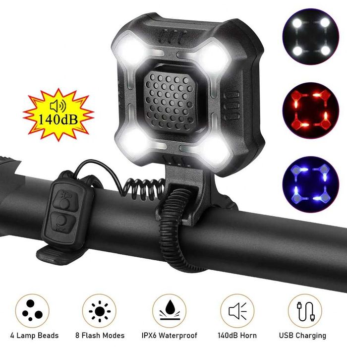 Far + sonerie electronica bicicleta trotineta electrica incarcare USB