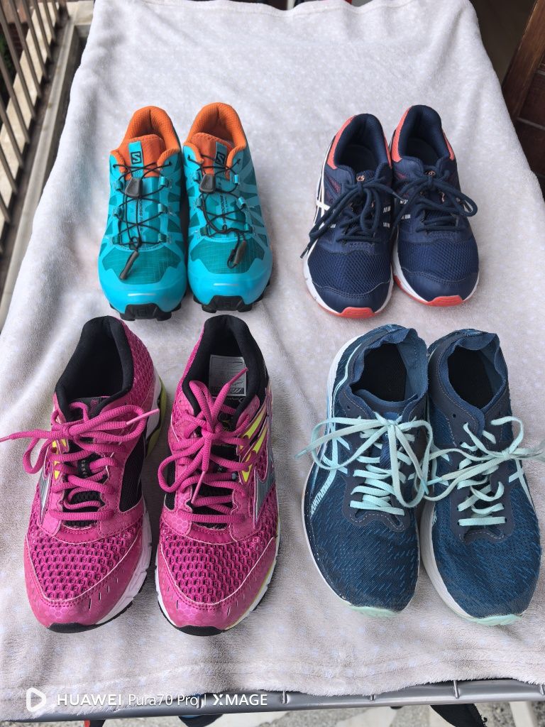 Страхотни женски маратонки asics и salomon номер 36.