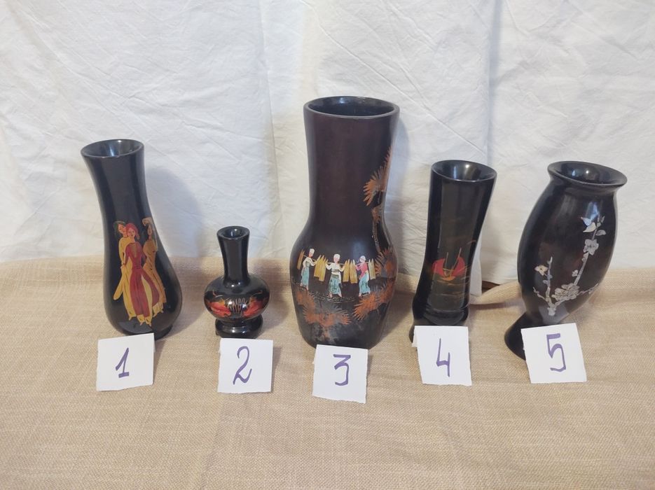 Coletie lemn de piper lacuit vopsit manual vaza si casete VIETNAM