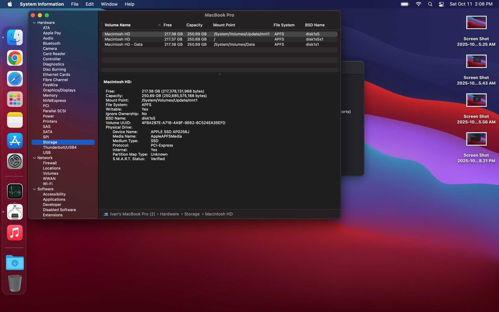 MacBook Pro 13inch 2017 8gm ram 250 GB HDD