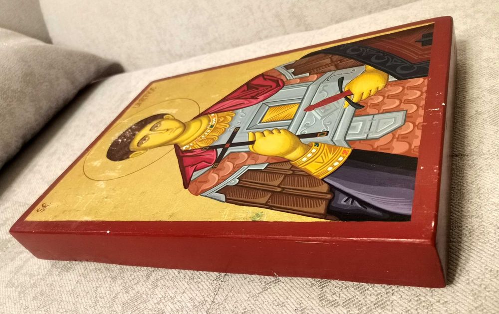 Icoana pictata cu foita aur pe lemn 30x21 cm - Sf Dimitrie