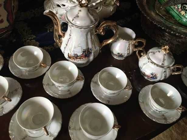 Elegant serviciu pt.cafea-Bavaria-marcat-scene de epoca-Franta