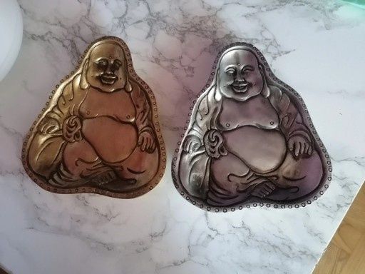 Tavita deco obiect Buddha zâmbitor prosperitate argintiu sa auriu