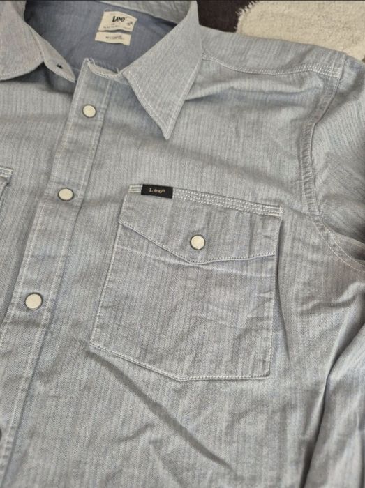 Camasa de blugi, bărbaţi, Lee, Slim Western Albastru, M / L