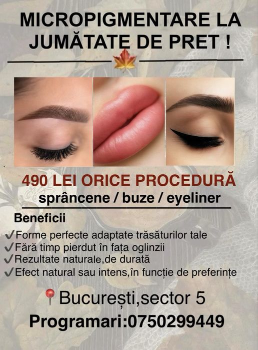 Oferta  50% reducere la micropigmentare/microblading/stilizare