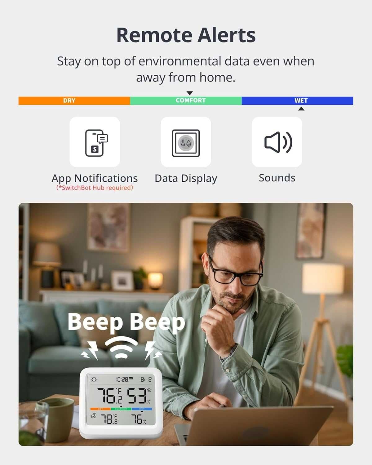 SwitchBot - WiFi метеостанция с външен сензор (Matter/HomeKit)