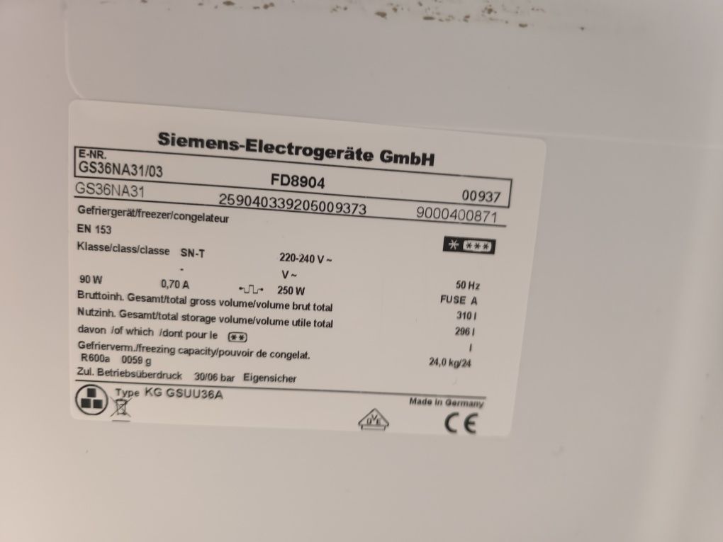 Фризер  Siemens GS36NA31 - 310 литра.