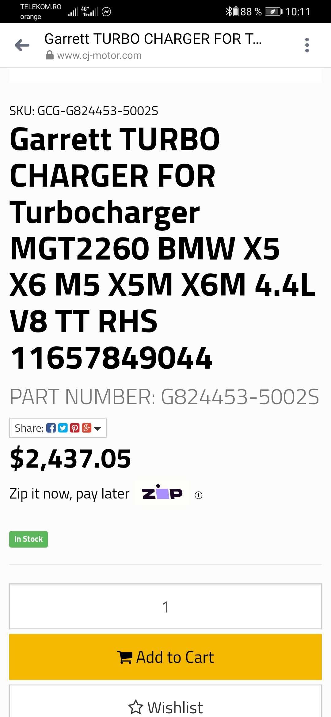 Turbina BMW m5,x6,