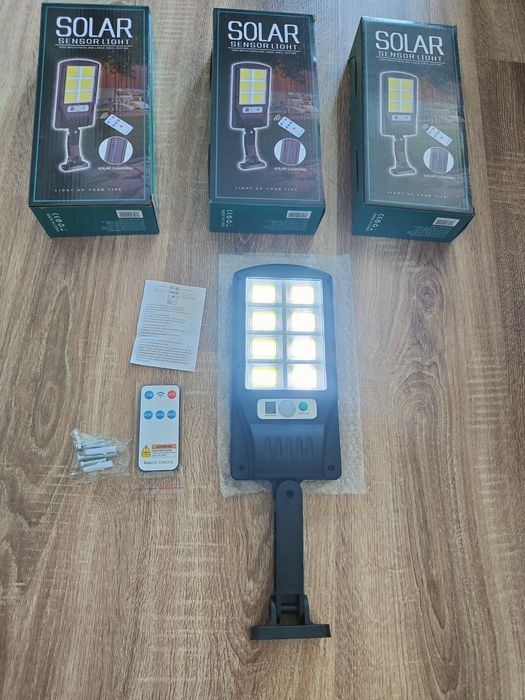 SET 3x Lampa Solara cu senzor telecomanda și 3 moduri de iluminat