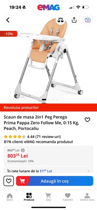 Scaun de masa  2 in 1 Peg Perego, Prima Pappa