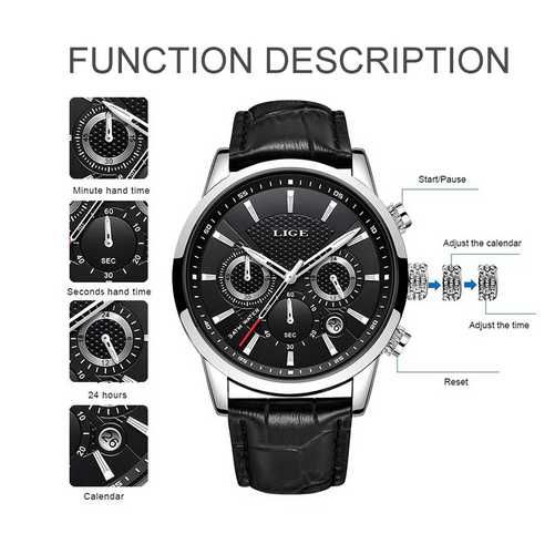 Ceas cronograf Lige model business 9866 mecanism quartz japonez