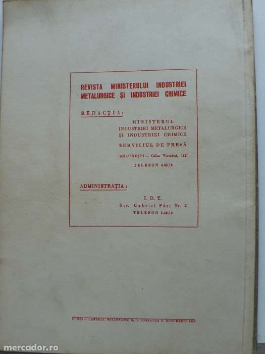 Revista Ministerului Industriei Metalurgice Si Industriei Chimice 1951