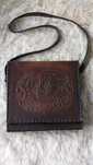Geanta din piele vintage handmade, maro mahon