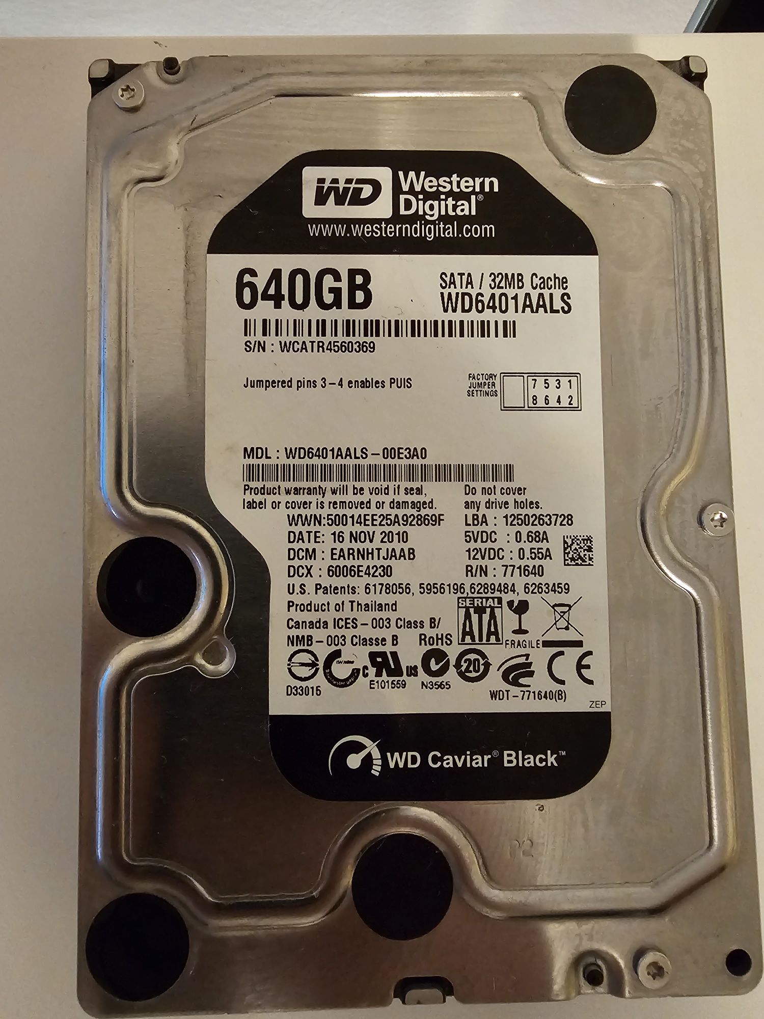 HDD WD 640GB 500GB