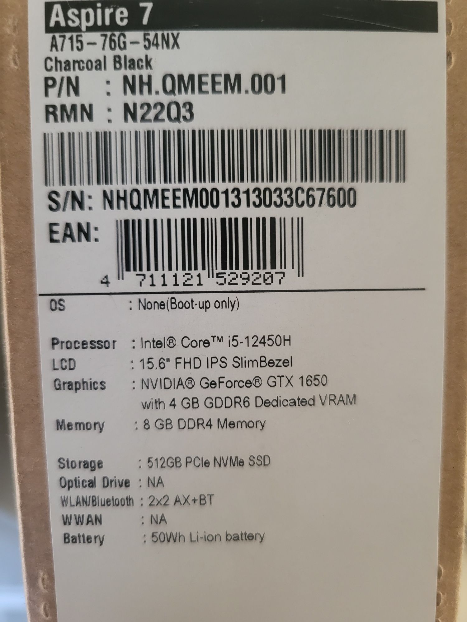 Nautbuk acer aspire 7 black