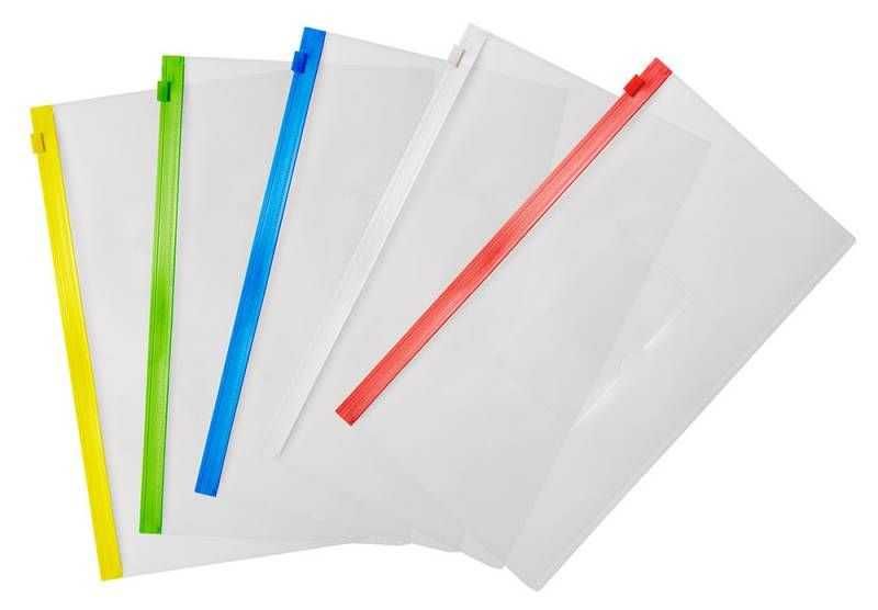 Папка из прозрачного пластика с бегунком / на ZIP (зип) молнии для А4