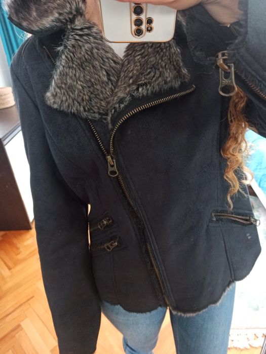 Меко черно яке с топла вътрешна част