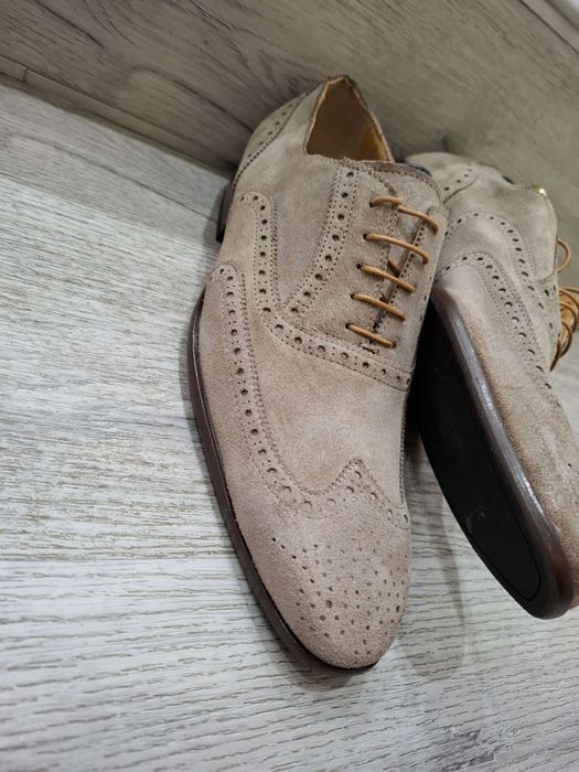 Pantofi din piele întoarsă culoare bej mărimea 43