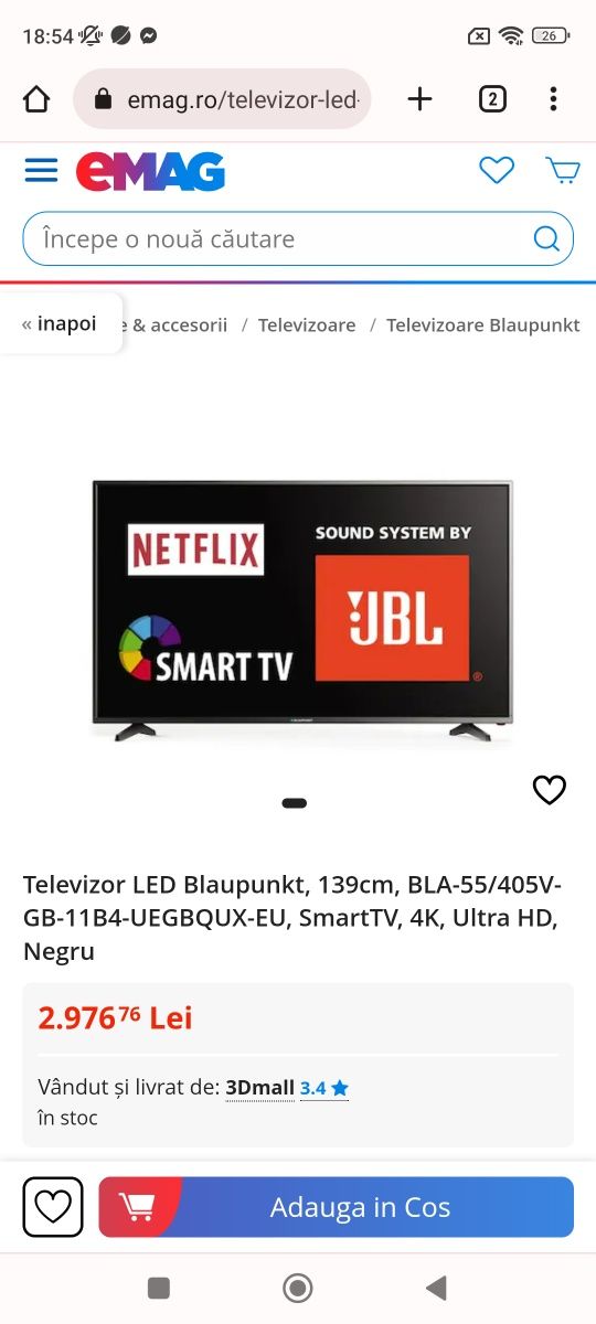 Blaunkpunkt 4K Smart TV 55-inch full-box