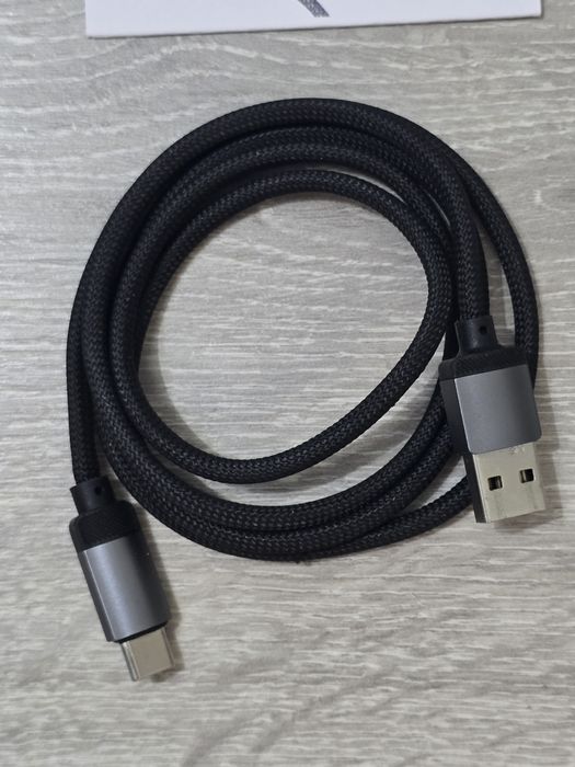 Cablu magnetic Magtame USB-A la USB-C, spirală, încărcare rapidă,negru
