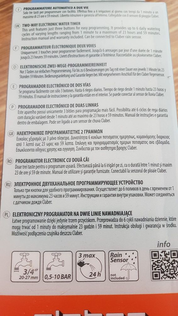 Programator electronic pt irigație cu 2 ieșiri