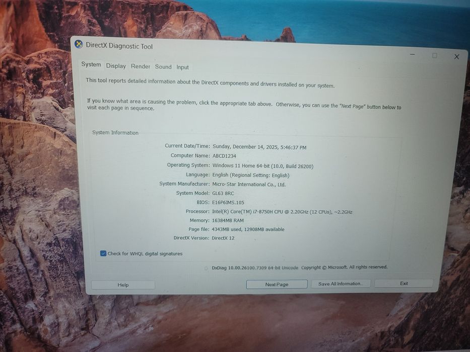 MSi gl63 8RC ноутбук