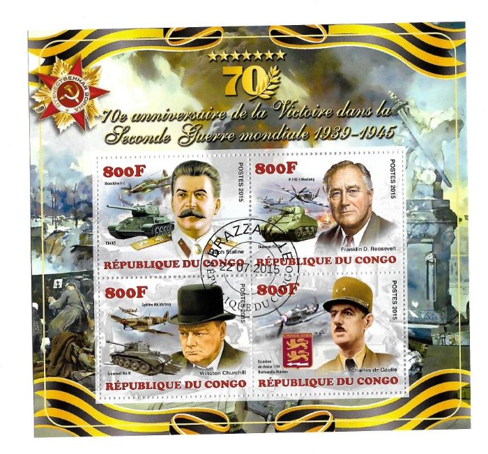 Super timbre colita al doilea razboi mondial Stalin, Churchill Gaulle