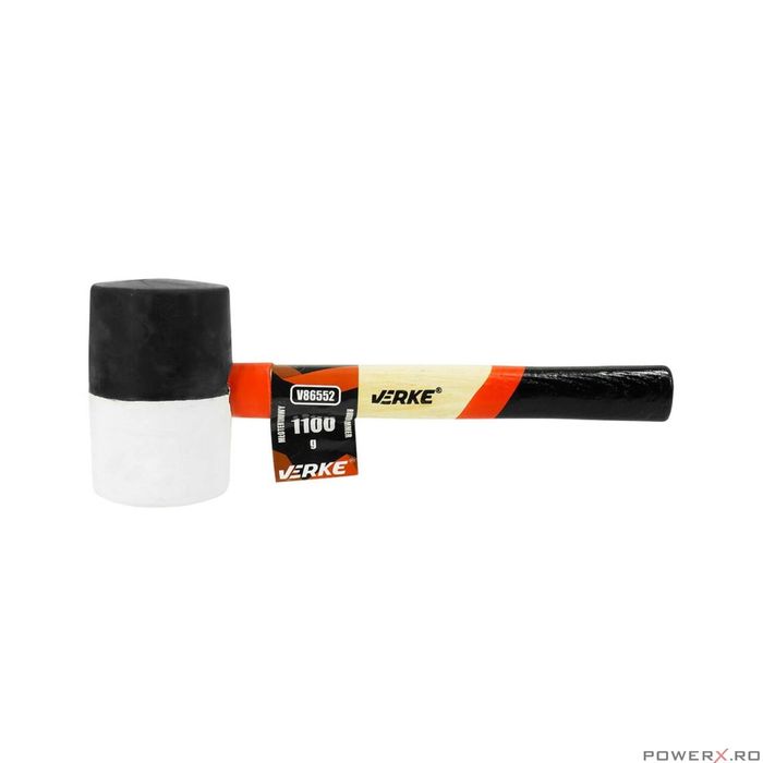 Ciocan din cauciuc cu maner din lemn, cap rotund 1100 g, Verke