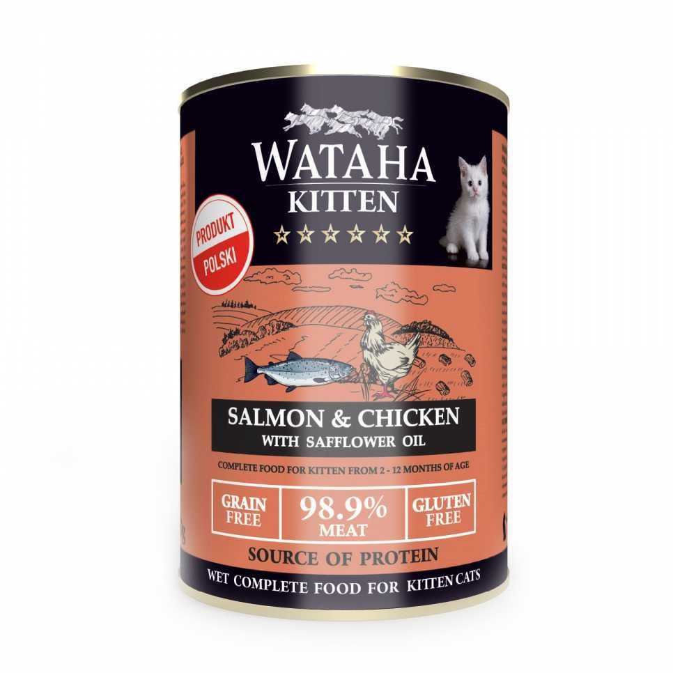Conserva Wataha HUNT Kitten, 98.9% Carne, Cu Somon Si Pui, 400g