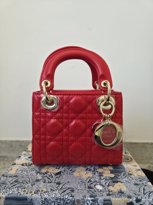 Lady Dior Mini Red Gold Hardware