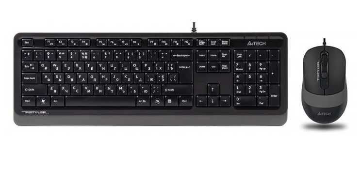 Проводной комплект A4Tech Fstyler F1010 Grey, keyboard mouse combo