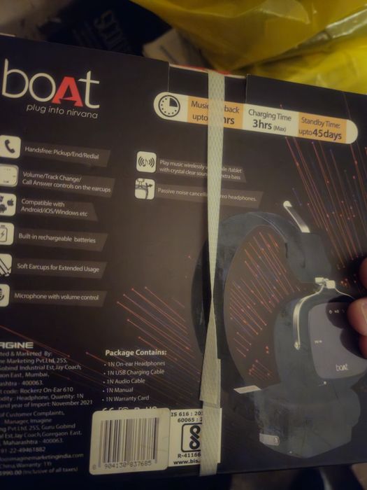 Casti NOI, SIGILATE Audio On-Ear boAt Rockerz 610, Bluetooth, Negru