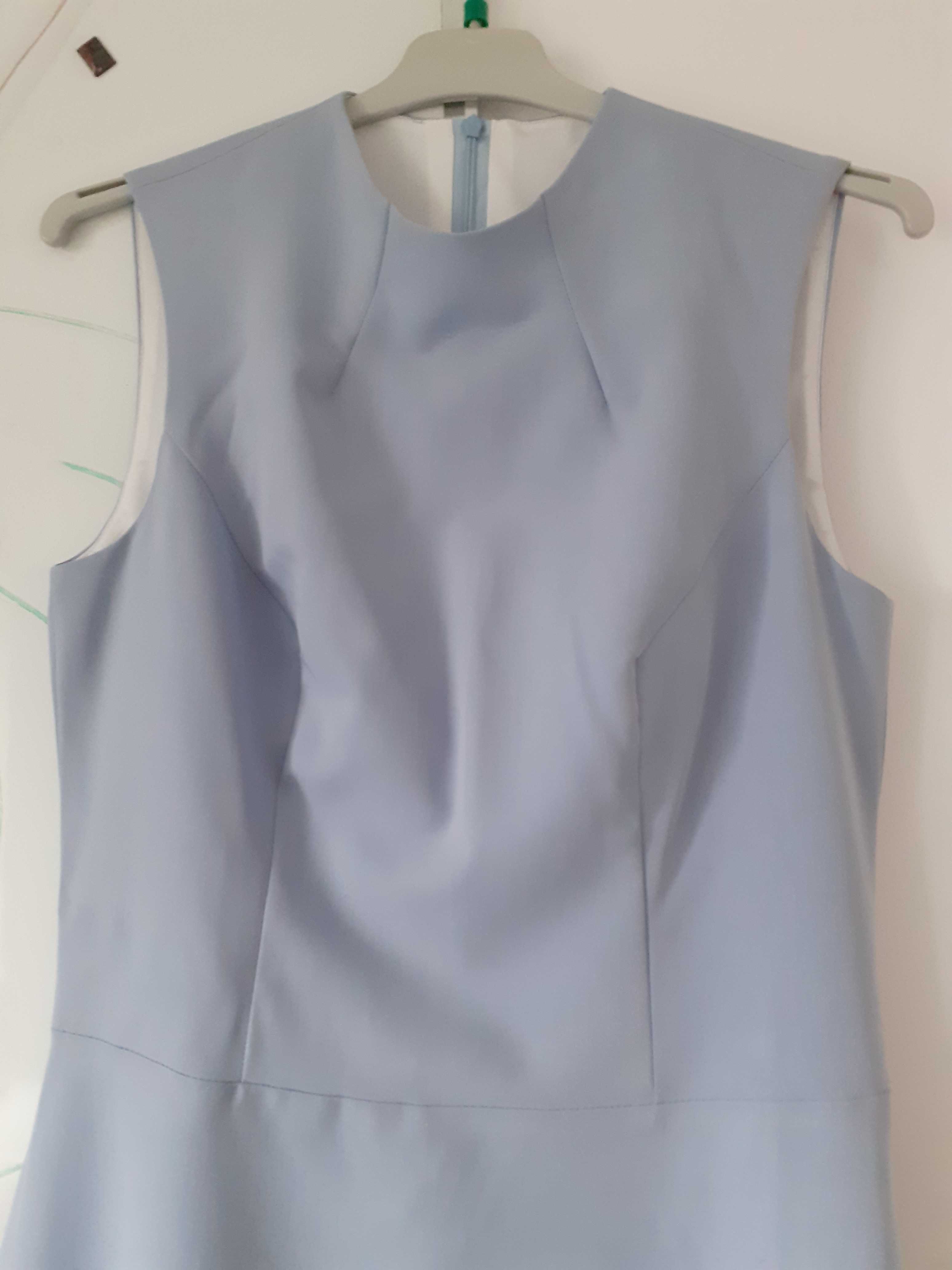 Rochie marime 38 bleu in jurul gatului clos midi