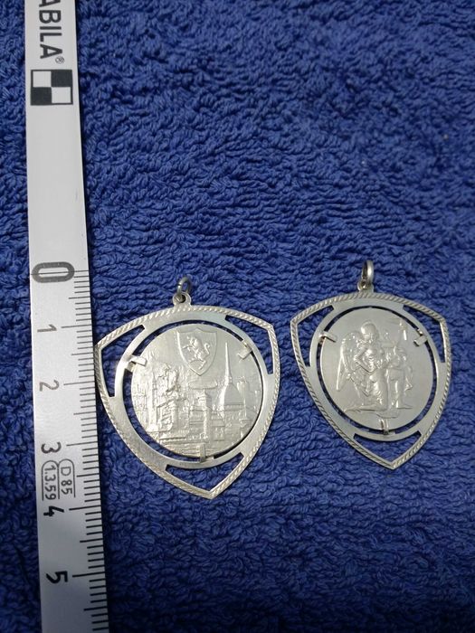 Pandativ/medalion cu moneda/medalie argint masiv italia