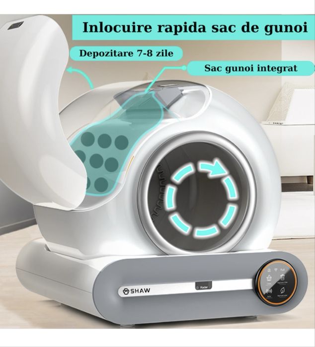 Litiera automata Shaw pentru pisici, auto-curatare, sterilizare…
