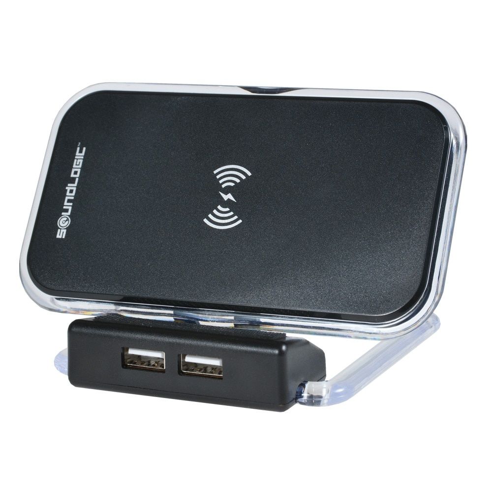 Incarcator wireless, rotativ, charger pad cu 2 porturi USB, LED