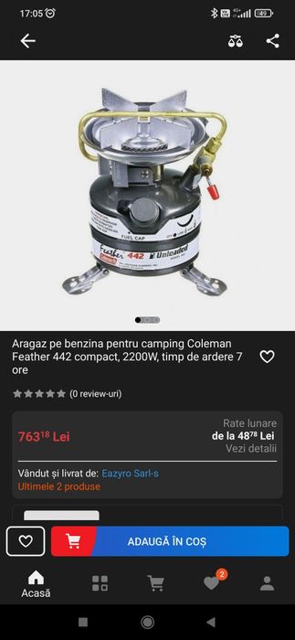 Aragaz camping benzina/ made in USA