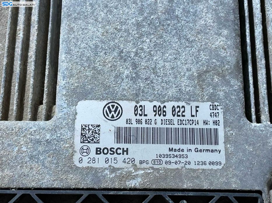 Kit Pornire ECU Calculator Motor Bosch Ceas Ceasuri Bord Cheie Cheie CIP Imobilizator Volkswagen Golf 6 2.0 TDI CBD CBDC 2008 - 2013 Cod 03L906022LF 0281015420 [LR0464] [LR0465]
