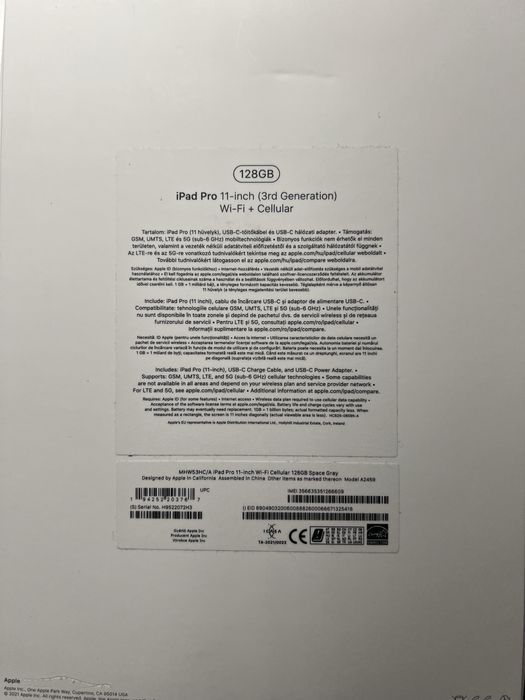 Ipad Pro 11 3gen 128 GB Space Grey 2021