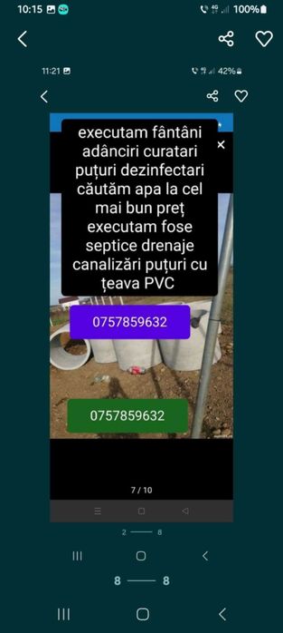 Puturi fântâni curățim adâncim dezinfectam recondiționăm