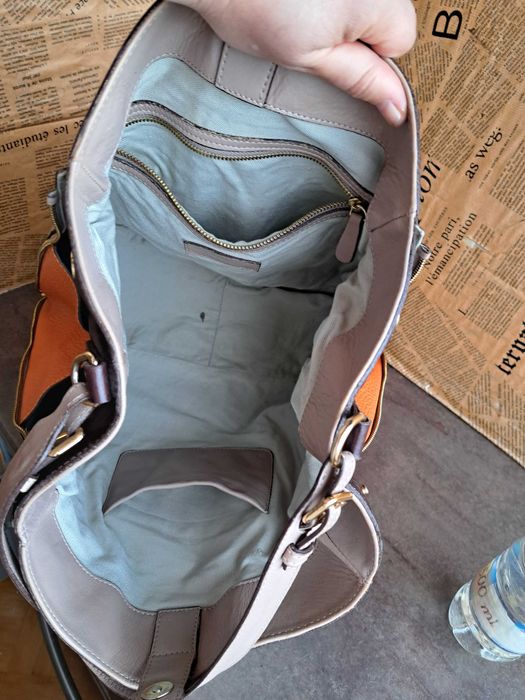 дамска чанта,Jil Sander,бежова,кожена торба-естествена кожа